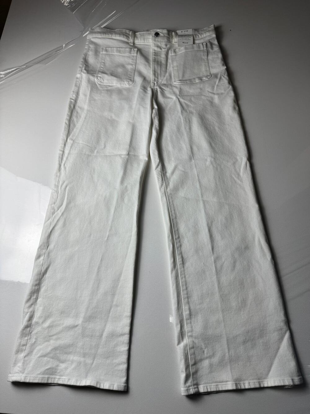 Madewell The Emmy Wide-Leg Jean Women's 33 Tall White High Rise Denim NWT